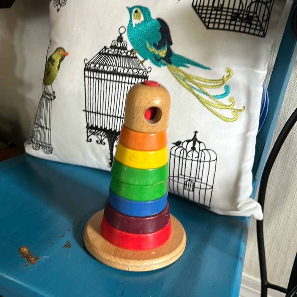 IKEA Wood Stacking Rings Toy Baby Toddler Puzzle Learning Colors